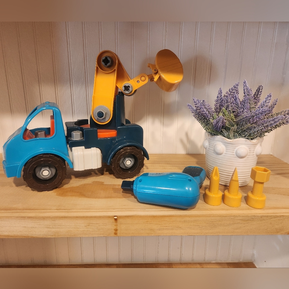 Construction Toy Truck with Tools - Blue and Yellow